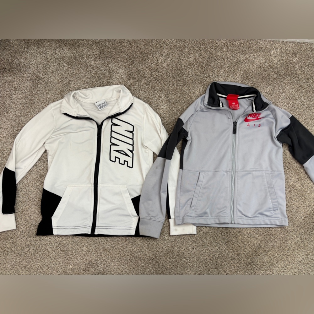 Nike Kids White, Black & Gray Zip Hoodies Duo